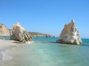 Una de las impresionantes playas en las islas Cícladas.