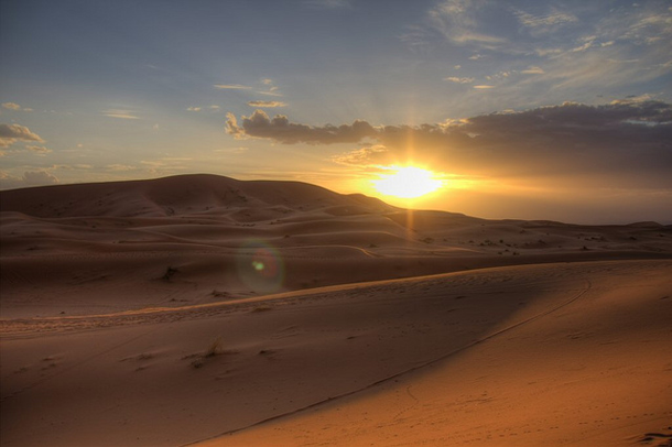 Puesta de sol en el Sáhara